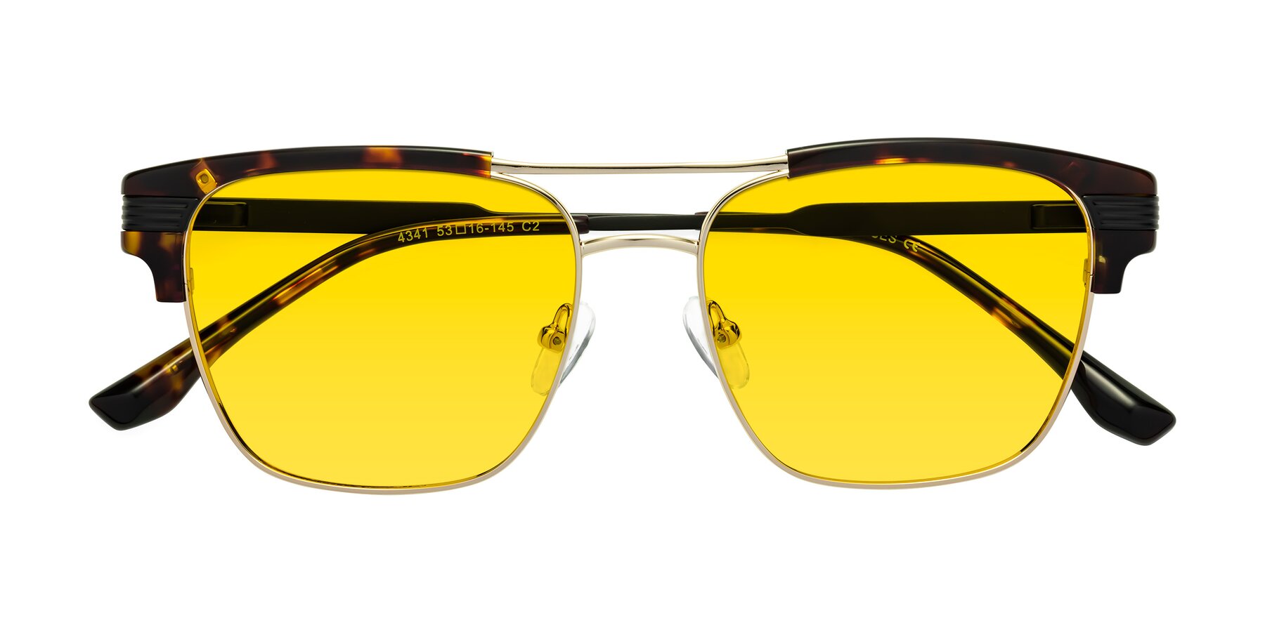 Folded Front of Millionaire in Tortoise-Gold with Yellow Tinted Lenses