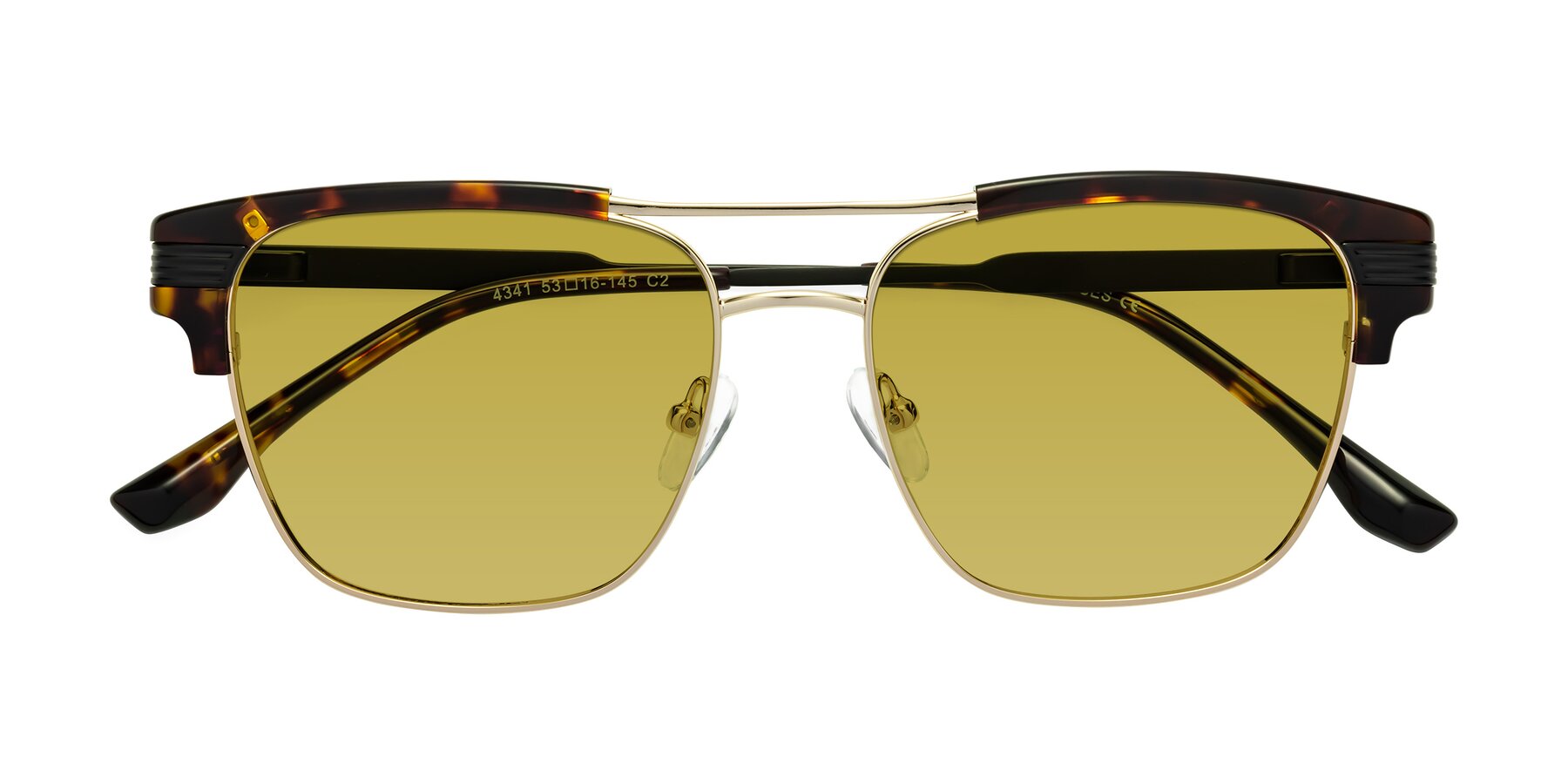 Folded Front of Millionaire in Tortoise-Gold with Champagne Tinted Lenses