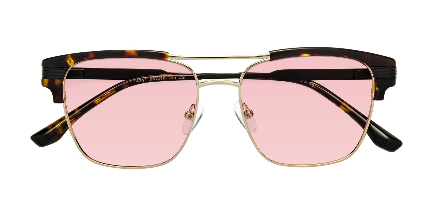 Folded Front of Millionaire in Tortoise-Gold with Light Garnet Tinted Lenses