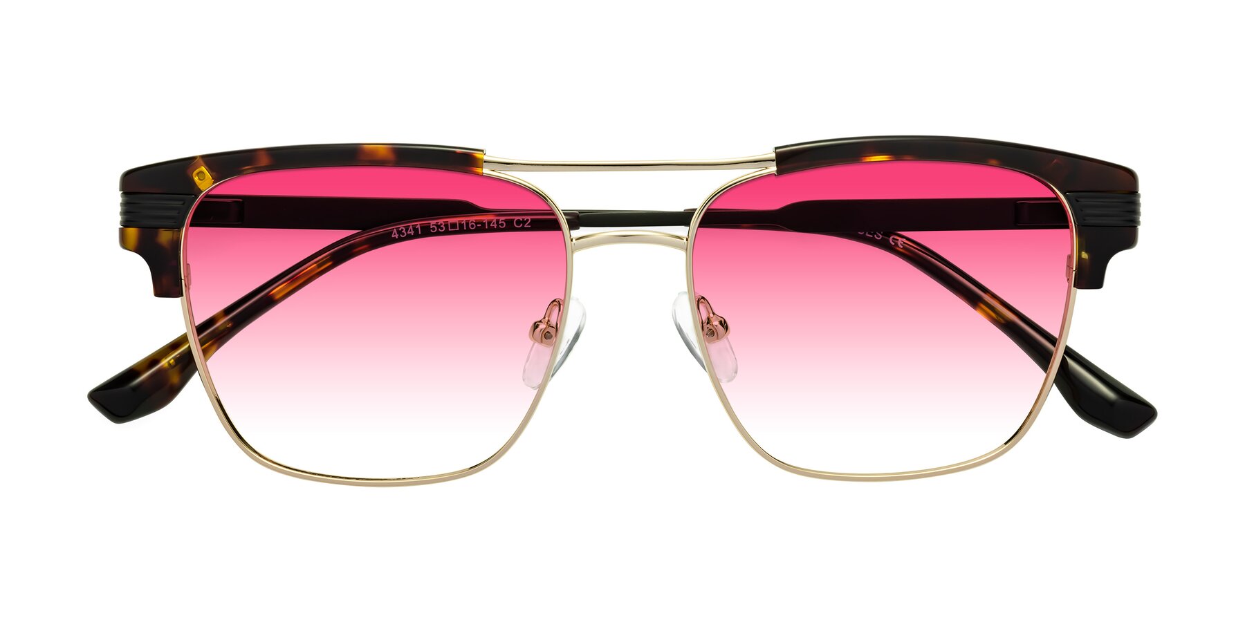 Folded Front of Millionaire in Tortoise-Gold with Pink Gradient Lenses