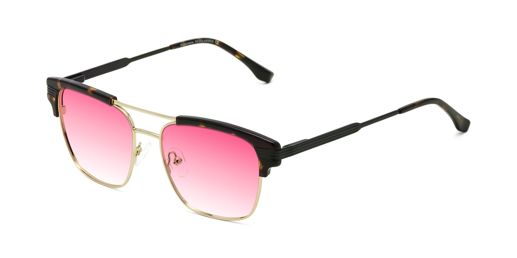 Angle of Millionaire in Tortoise-Gold with Pink Gradient Lenses