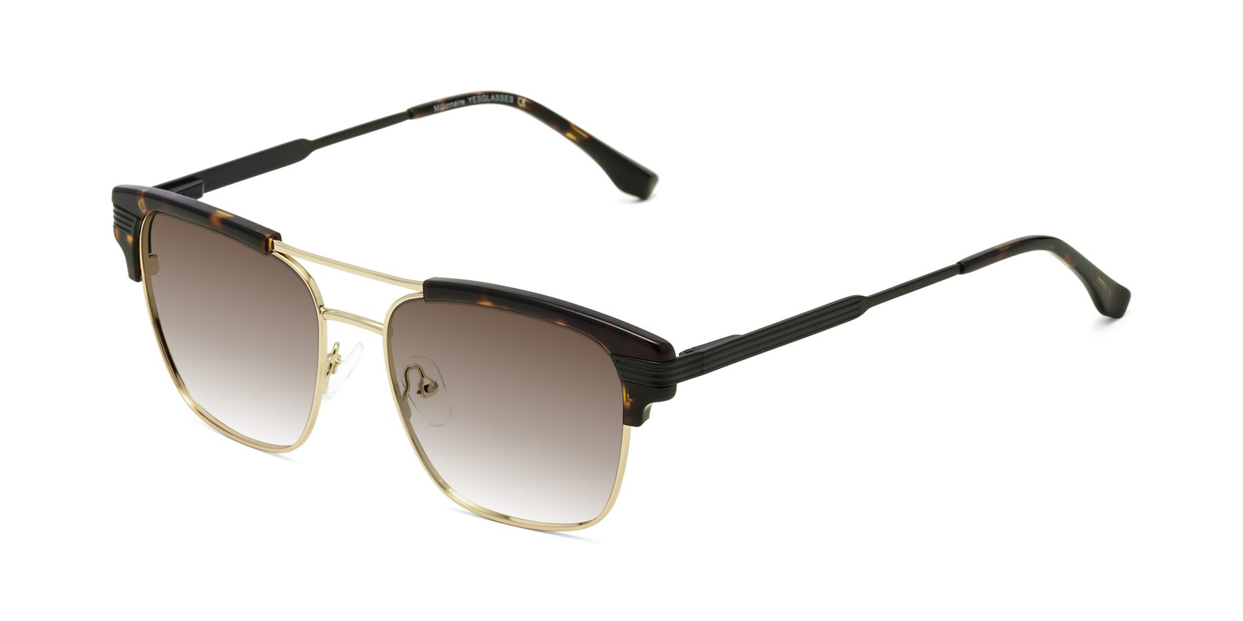 Angle of Millionaire in Tortoise-Gold with Brown Gradient Lenses