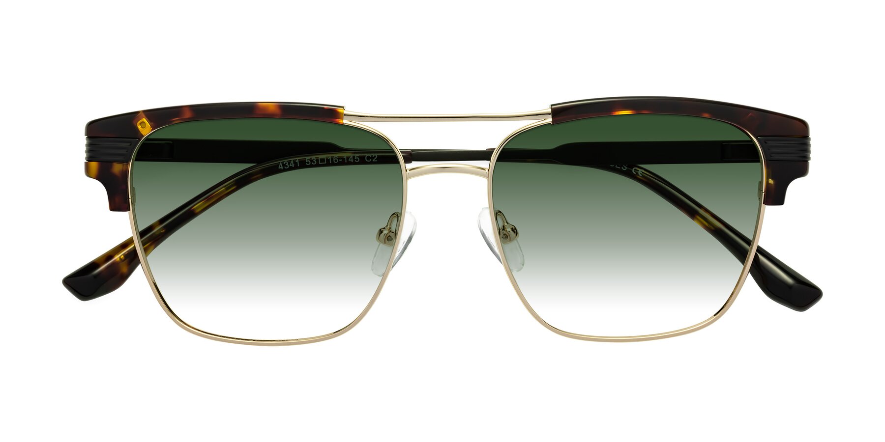 Folded Front of Millionaire in Tortoise-Gold with Green Gradient Lenses