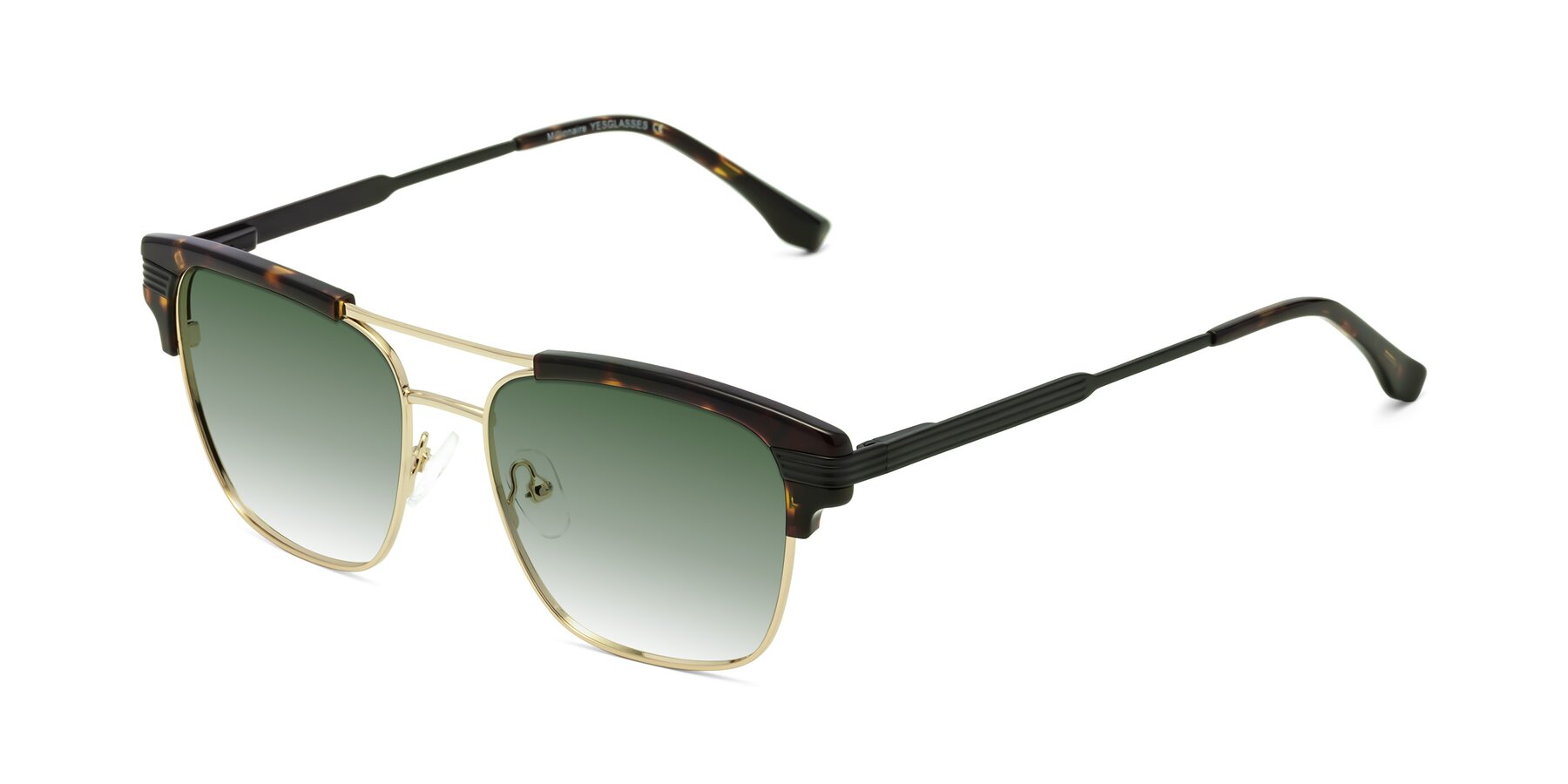 Angle of Millionaire in Tortoise-Gold with Green Gradient Lenses