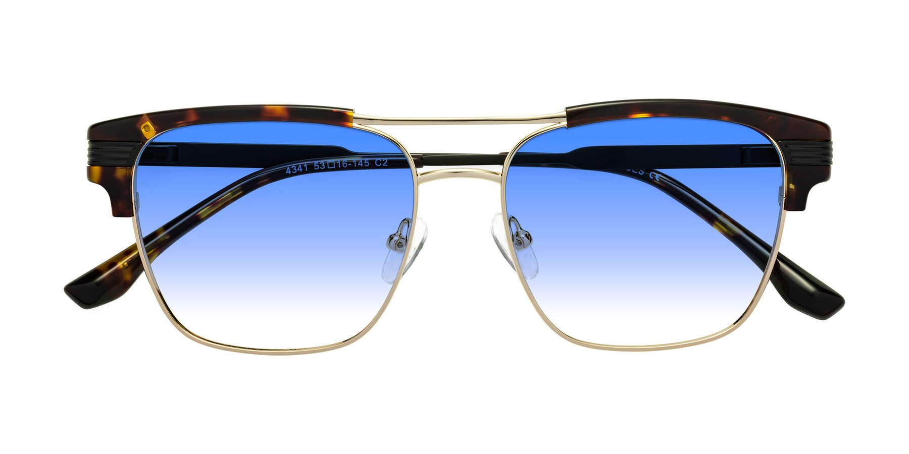 Folded Front of Millionaire in Tortoise-Gold with Blue Gradient Lenses