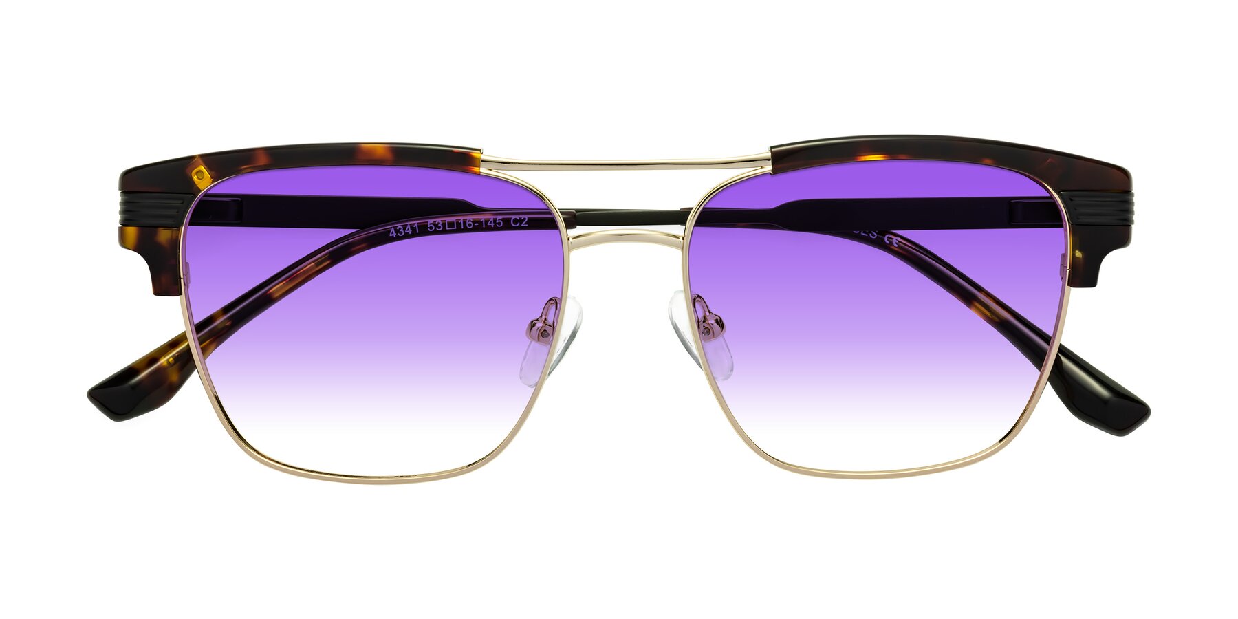Folded Front of Millionaire in Tortoise-Gold with Purple Gradient Lenses