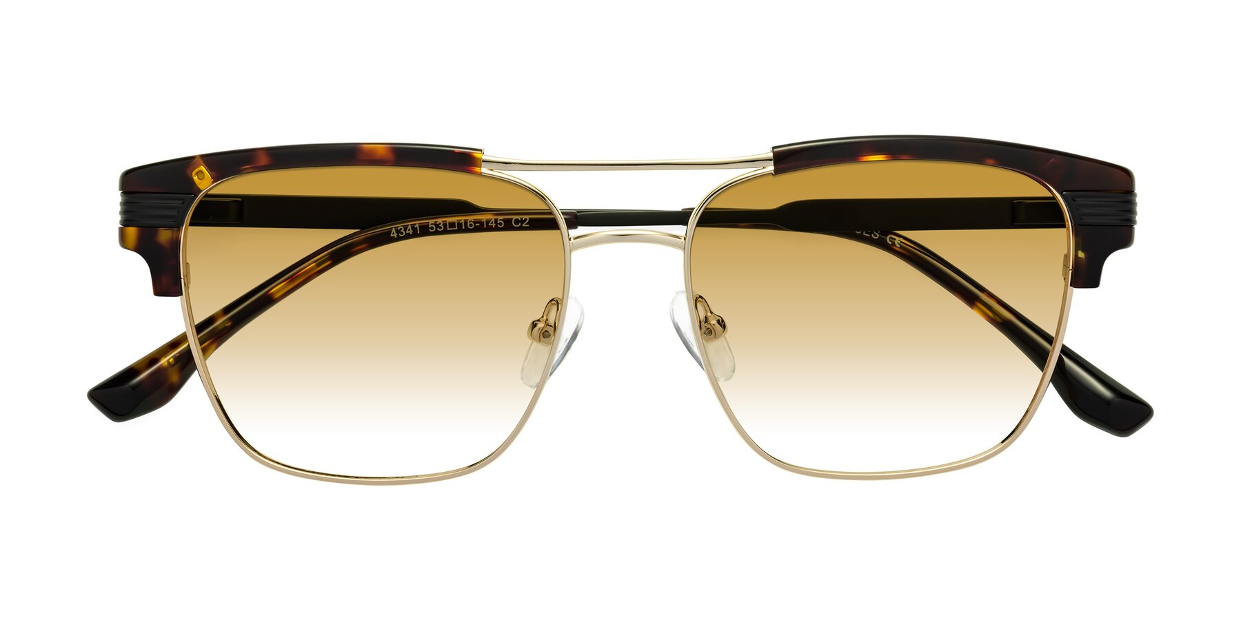 Folded Front of Millionaire in Tortoise-Gold with Champagne Gradient Lenses