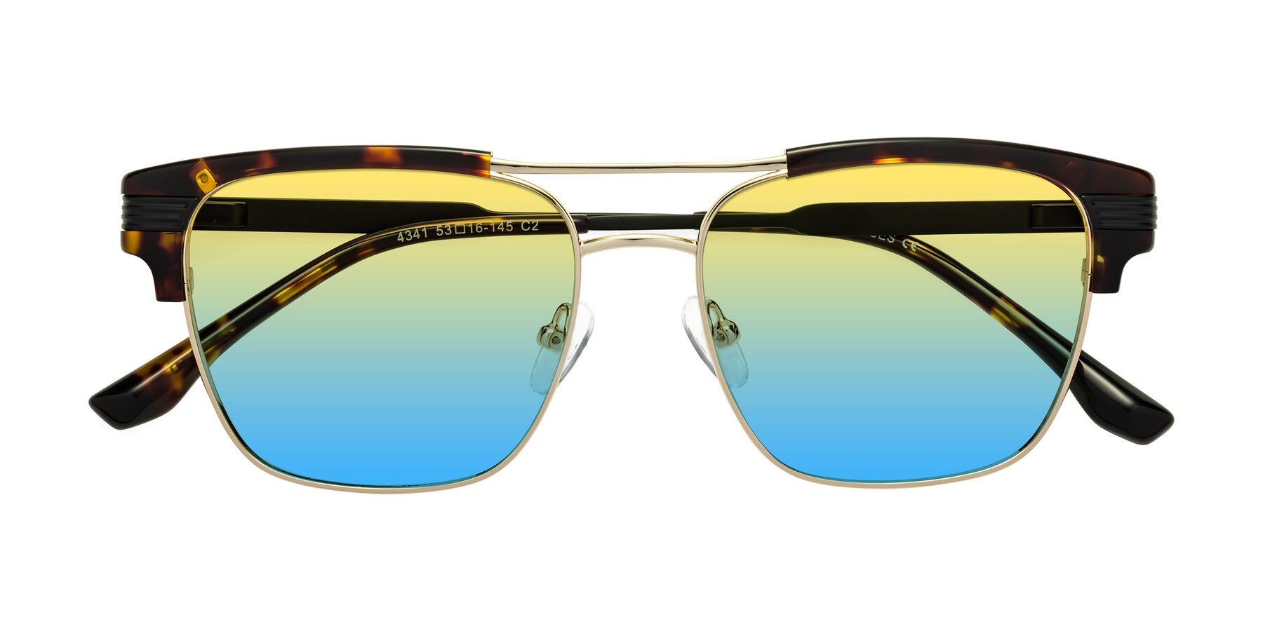 Folded Front of Millionaire in Tortoise-Gold with Yellow / Blue Gradient Lenses