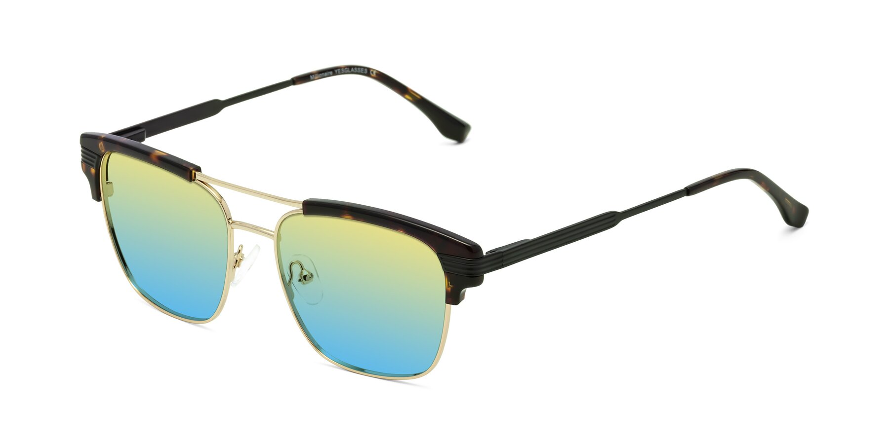 Angle of Millionaire in Tortoise-Gold with Yellow / Blue Gradient Lenses
