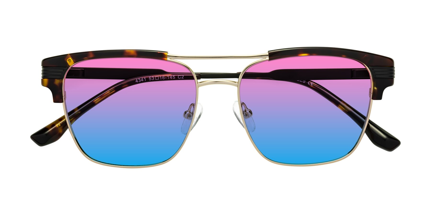 Folded Front of Millionaire in Tortoise-Gold with Pink / Blue Gradient Lenses