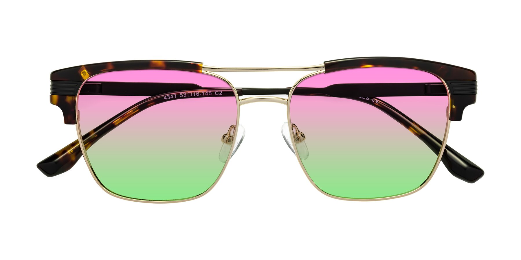 Folded Front of Millionaire in Tortoise-Gold with Pink / Green Gradient Lenses