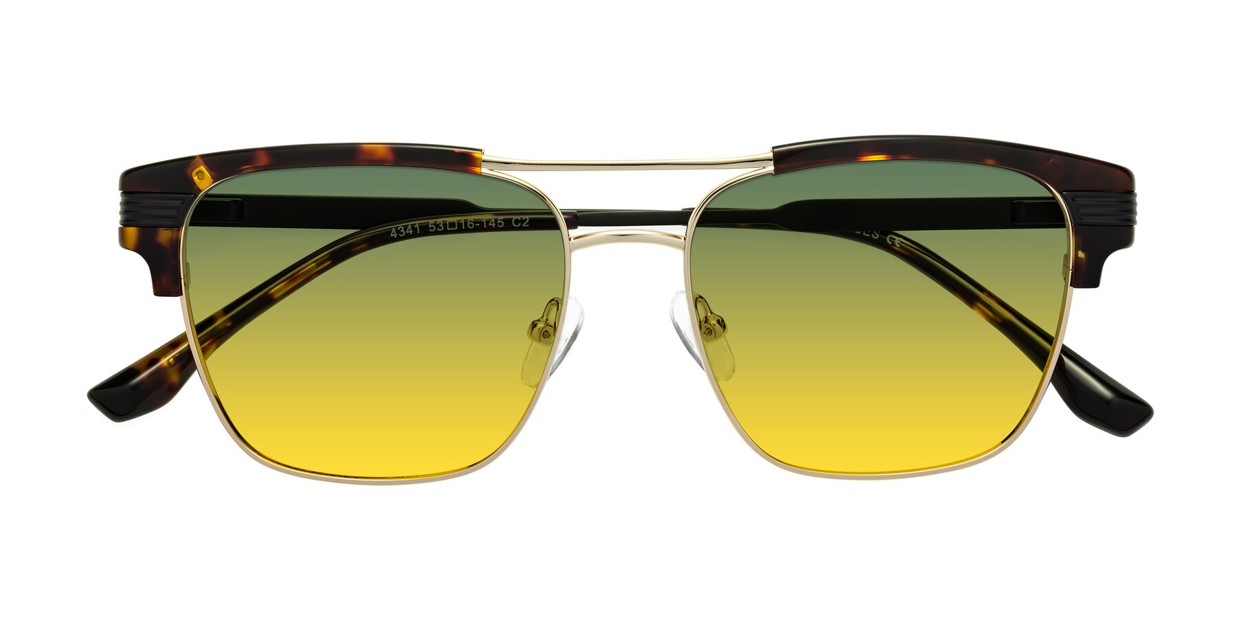 Folded Front of Millionaire in Tortoise-Gold with Green / Yellow Gradient Lenses