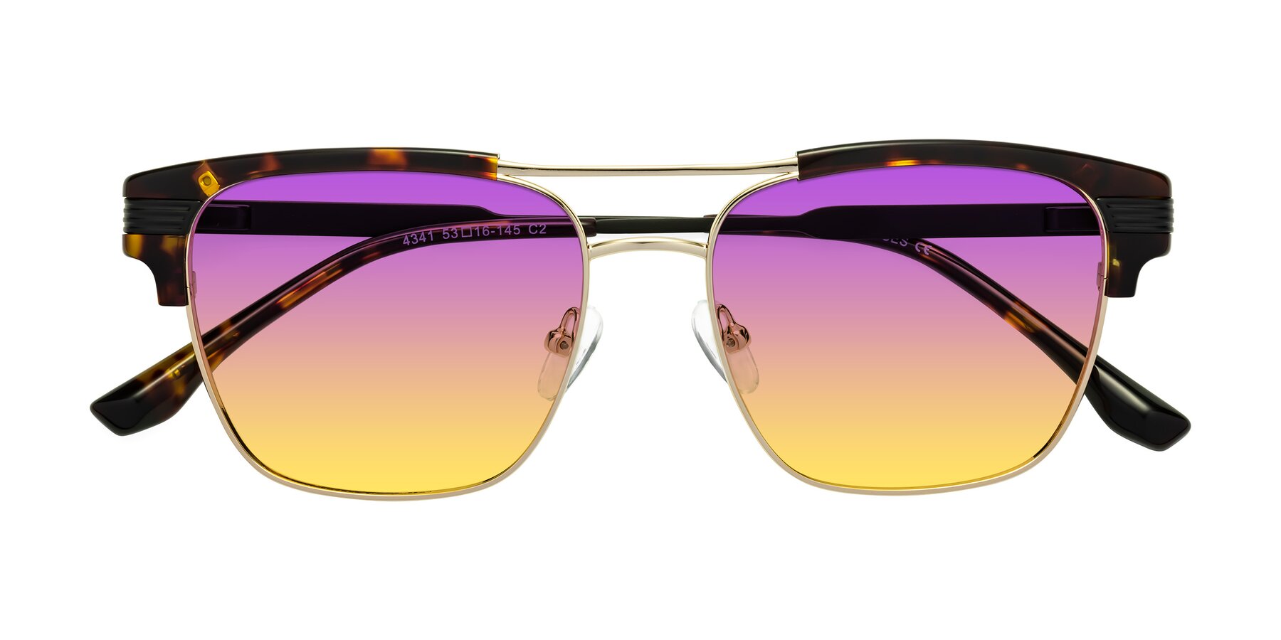 Folded Front of Millionaire in Tortoise-Gold with Purple / Yellow Gradient Lenses