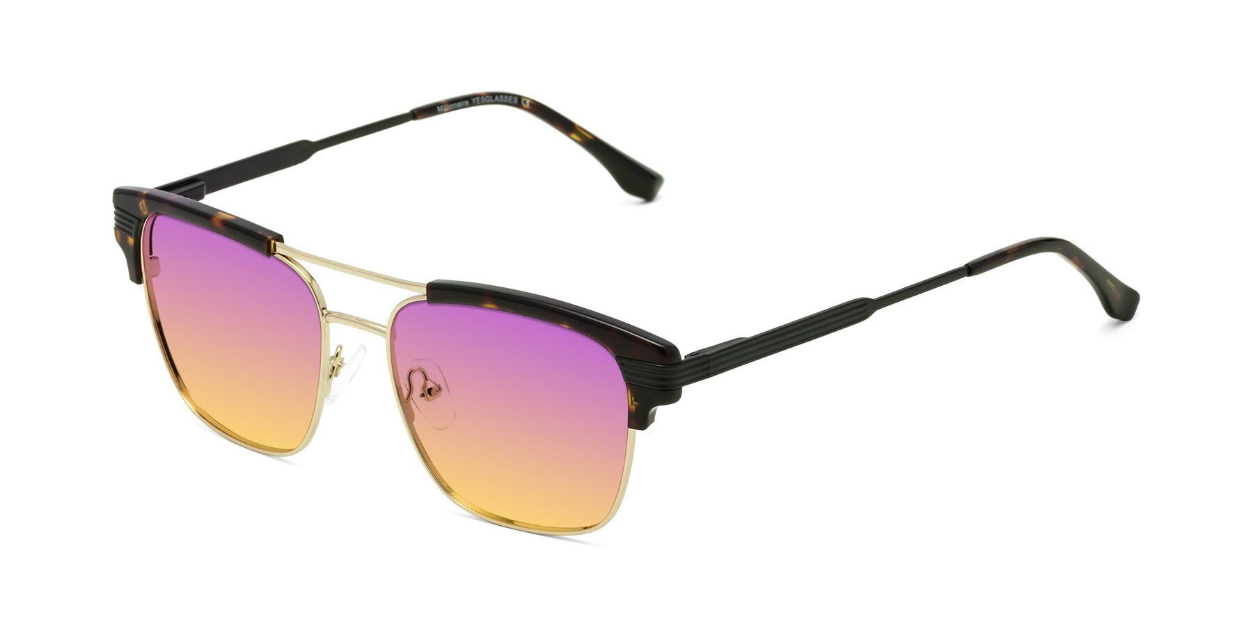 Angle of Millionaire in Tortoise-Gold with Purple / Yellow Gradient Lenses