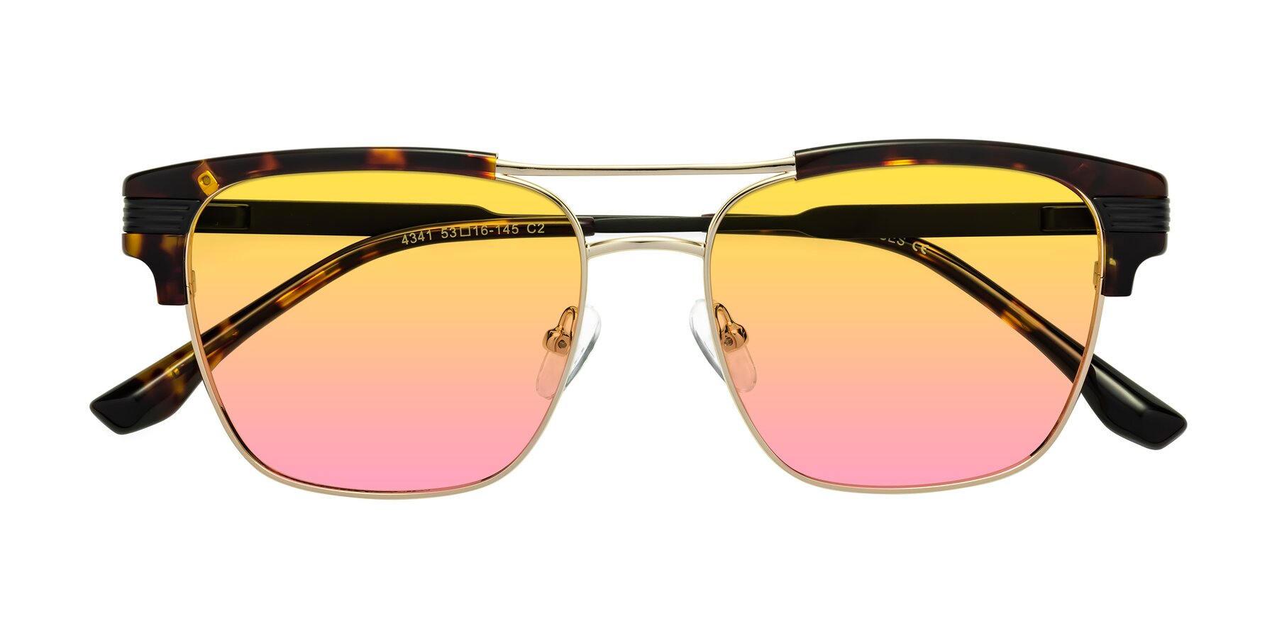 Folded Front of Millionaire in Tortoise-Gold with Yellow / Pink Gradient Lenses