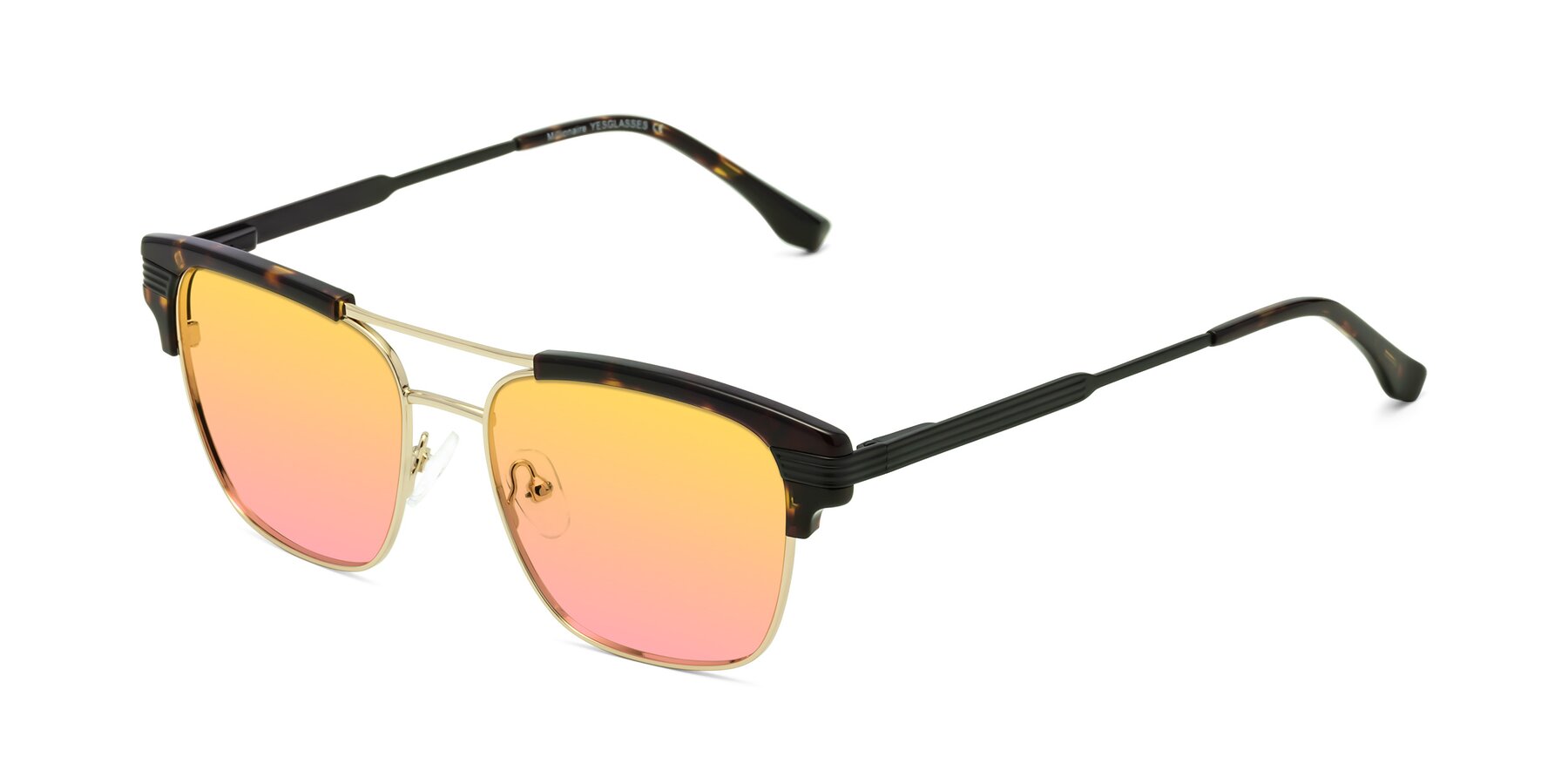 Angle of Millionaire in Tortoise-Gold with Yellow / Pink Gradient Lenses