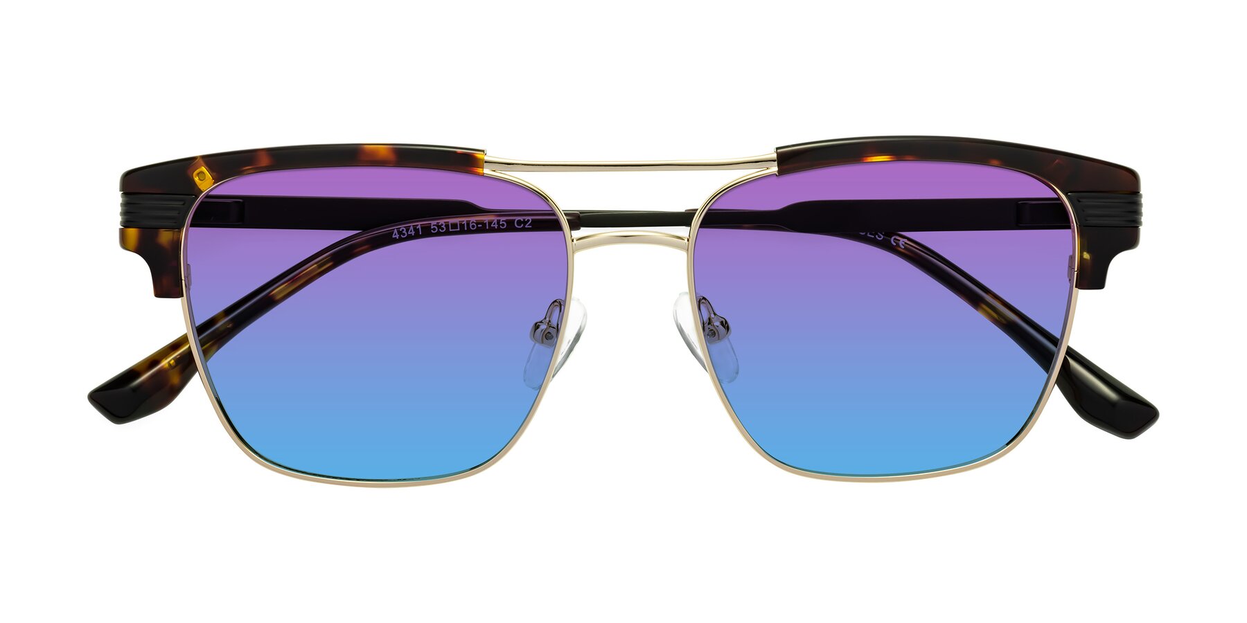 Folded Front of Millionaire in Tortoise-Gold with Purple / Blue Gradient Lenses