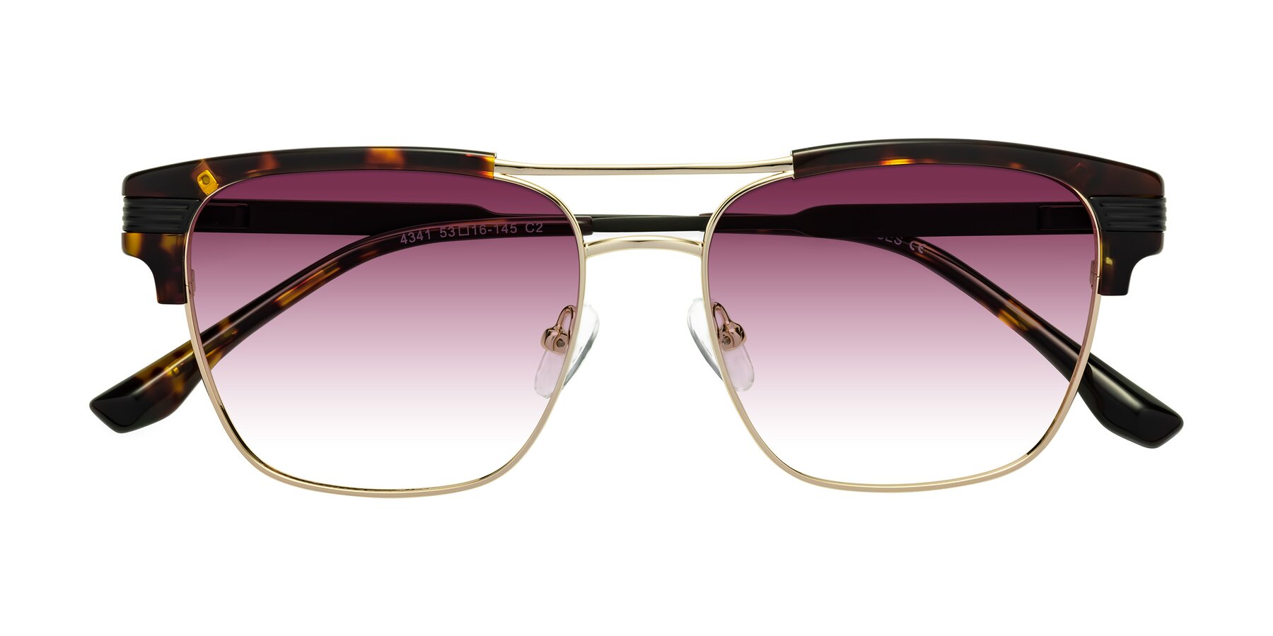 Folded Front of Millionaire in Tortoise-Gold with Wine Gradient Lenses