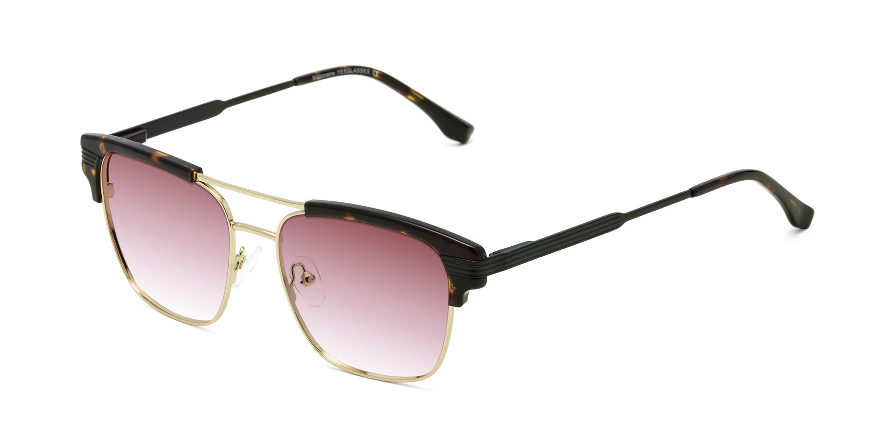 Angle of Millionaire in Tortoise-Gold with Garnet Gradient Lenses