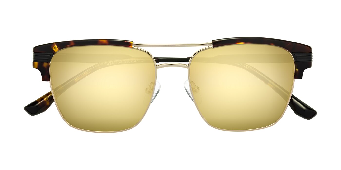 Millionaire - Tortoise / Gold Flash Mirrored Sunglasses