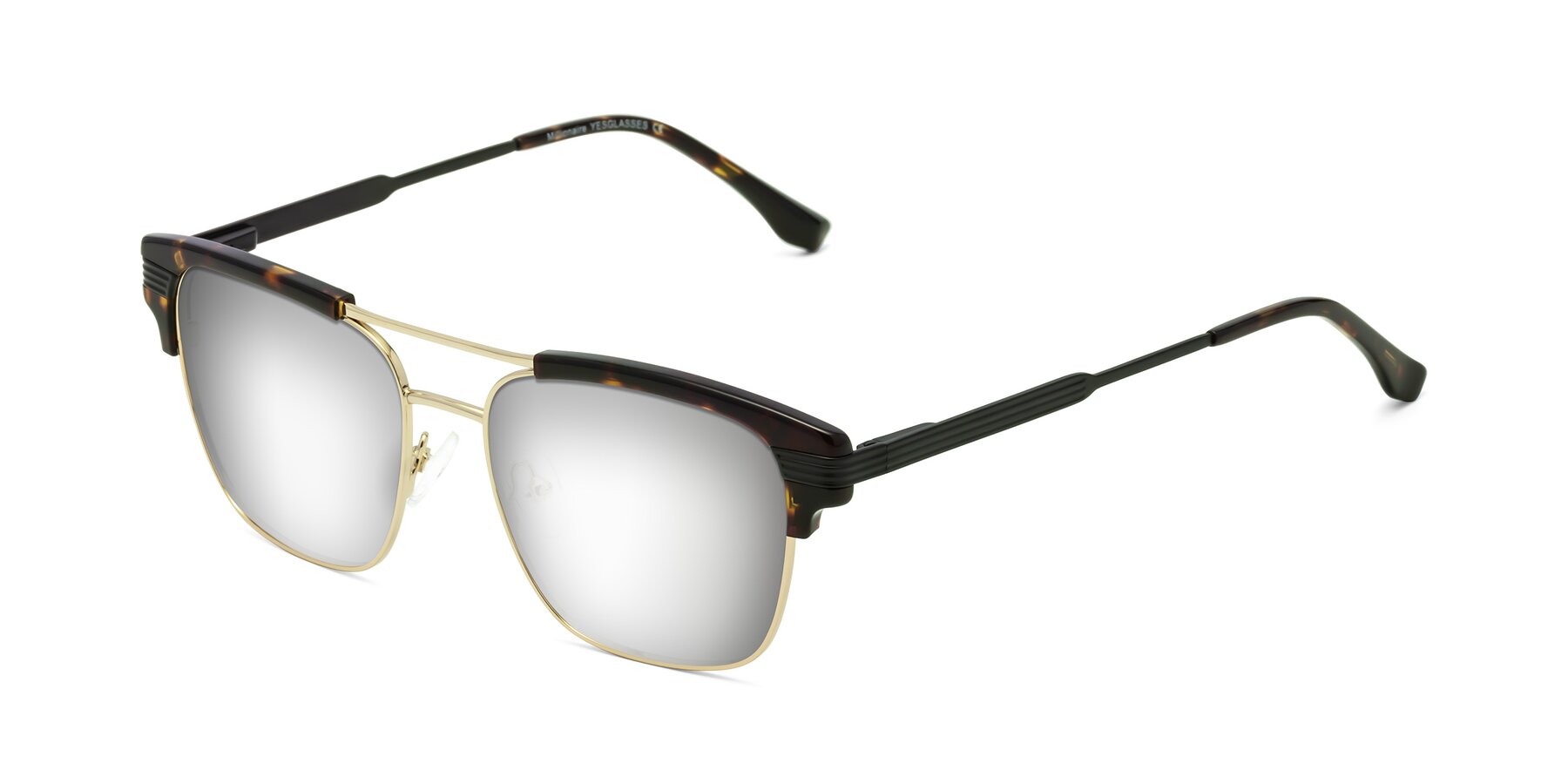 Angle of Millionaire in Tortoise-Gold with Silver Mirrored Lenses