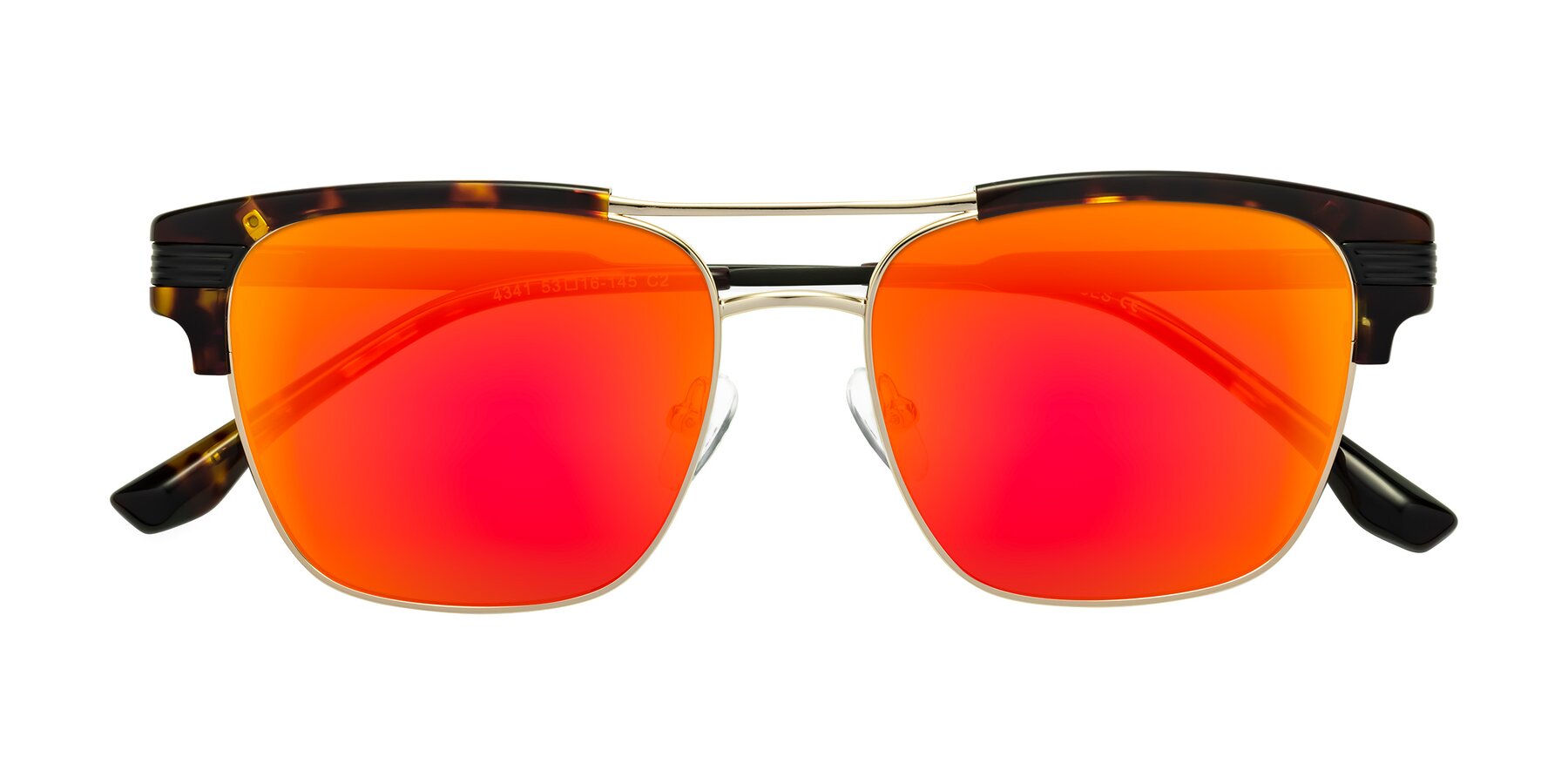 Folded Front of Millionaire in Tortoise-Gold with Red Gold Mirrored Lenses