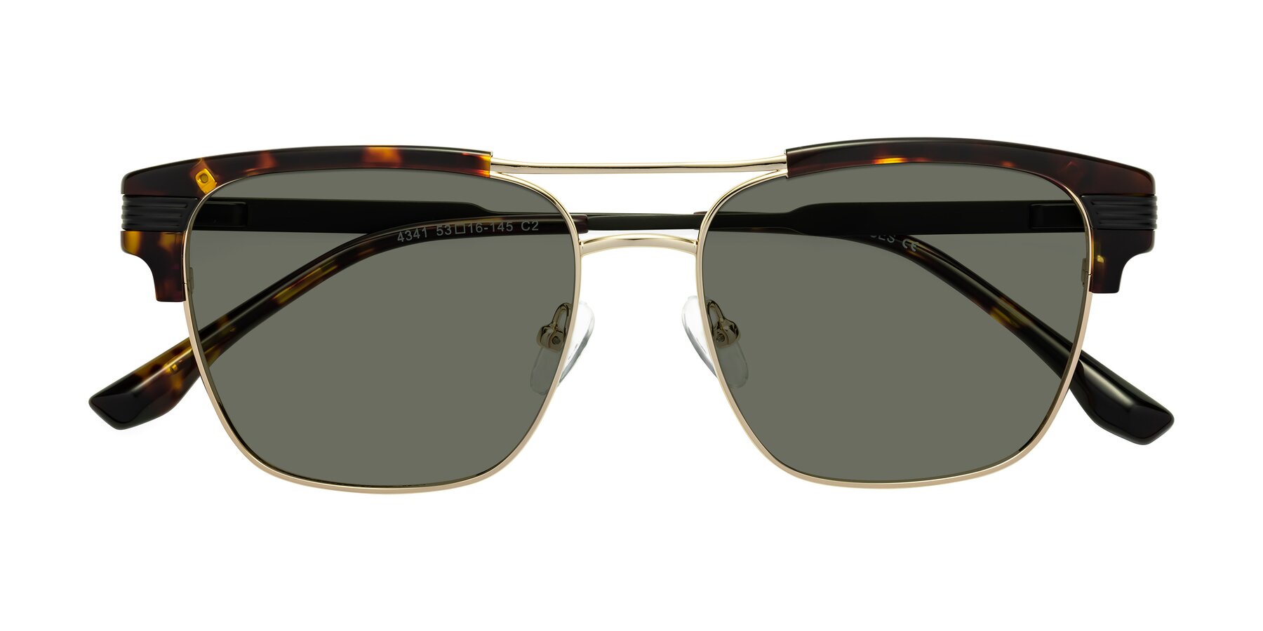 Folded Front of Millionaire in Tortoise-Gold with Gray Polarized Lenses