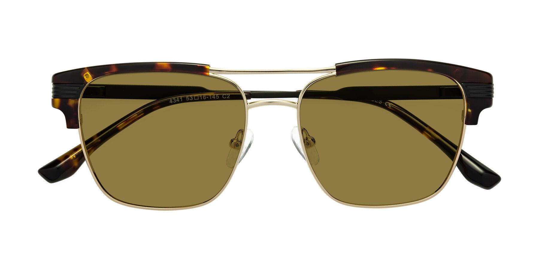 Folded Front of Millionaire in Tortoise-Gold with Brown Polarized Lenses