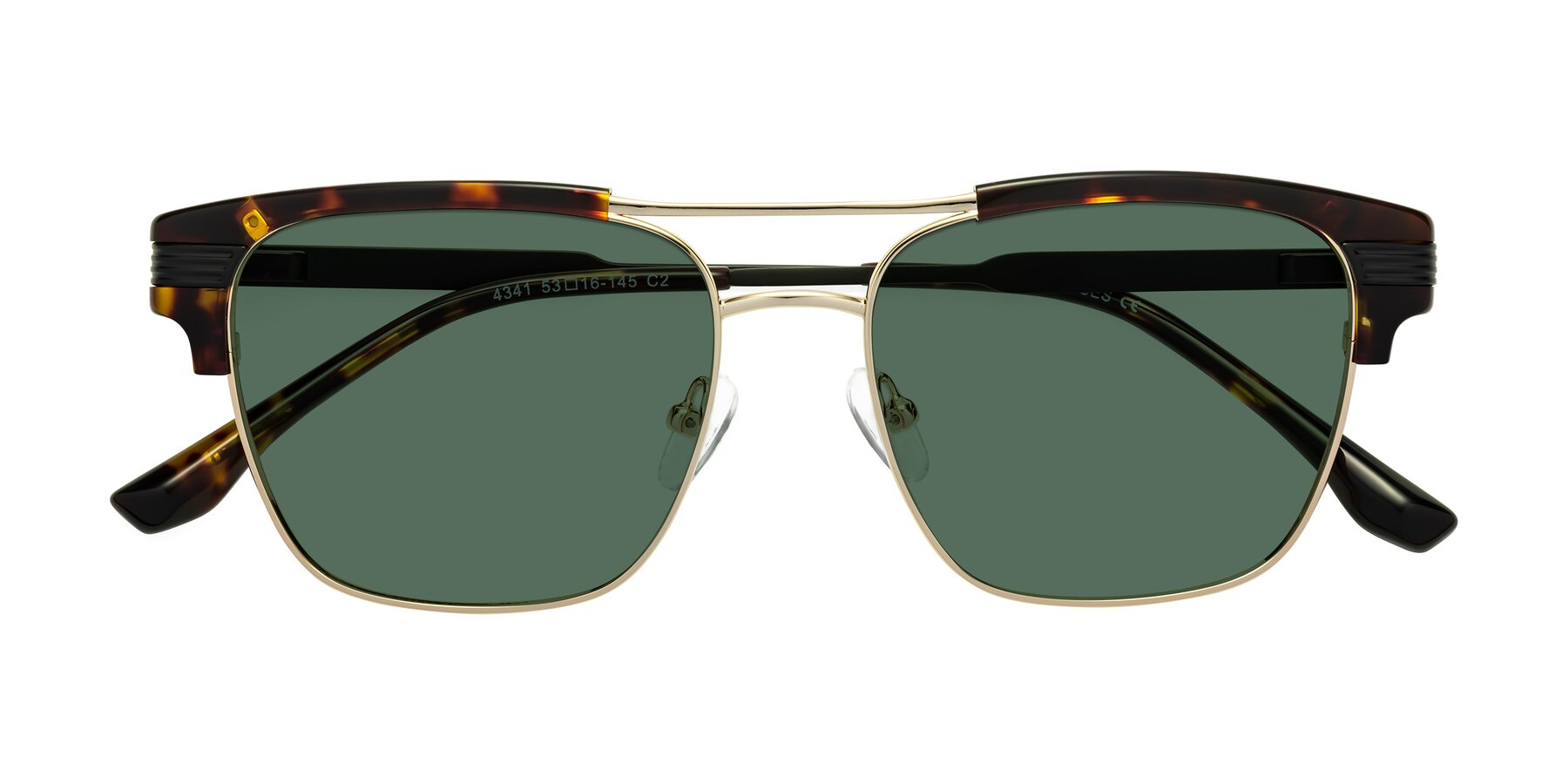Folded Front of Millionaire in Tortoise-Gold with Green Polarized Lenses