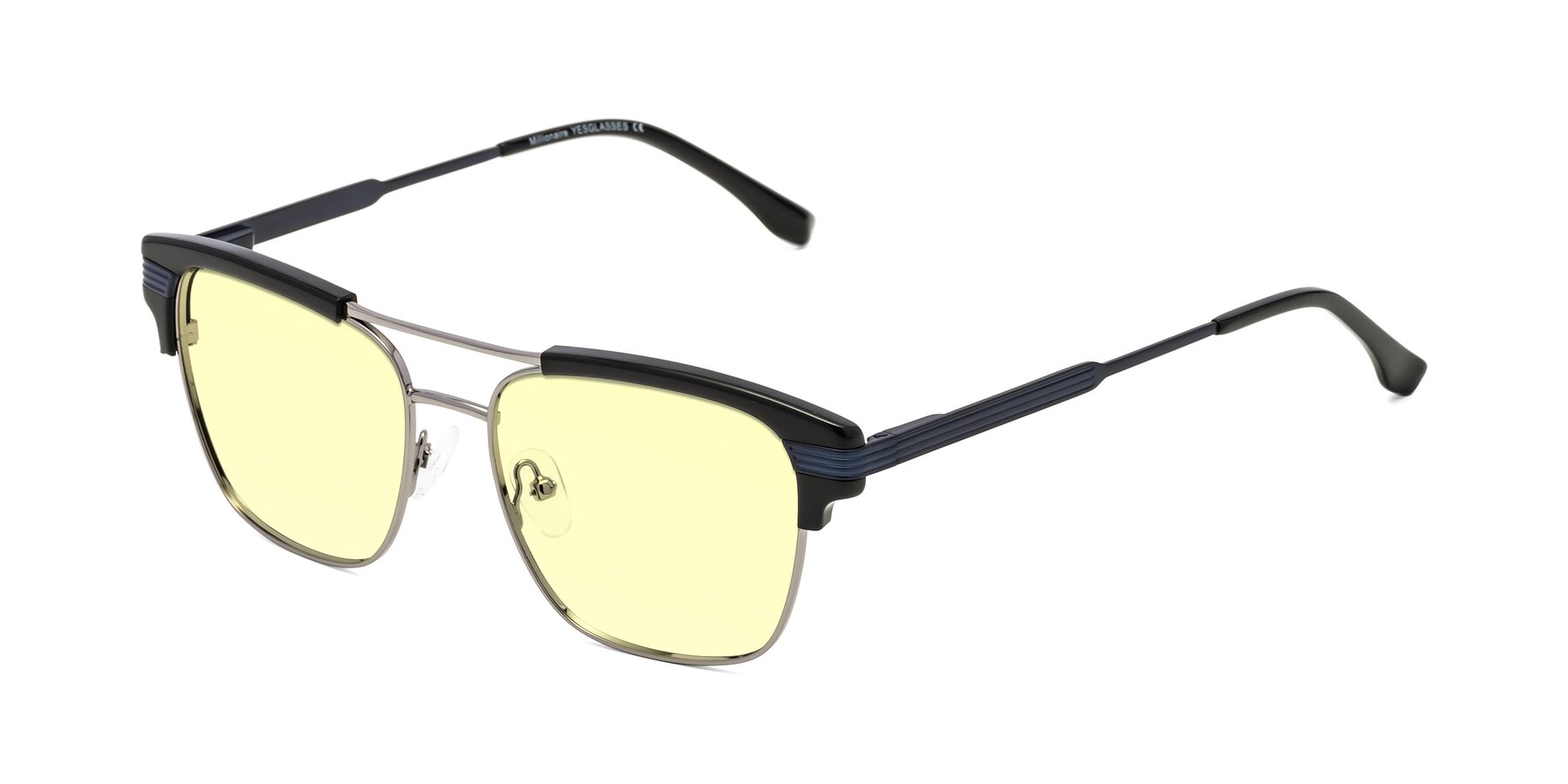 Angle of Millionaire in Black-Gunmetal with Light Yellow Tinted Lenses