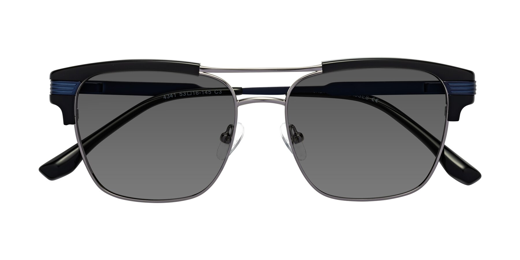 Folded Front of Millionaire in Black-Gunmetal with Medium Gray Tinted Lenses