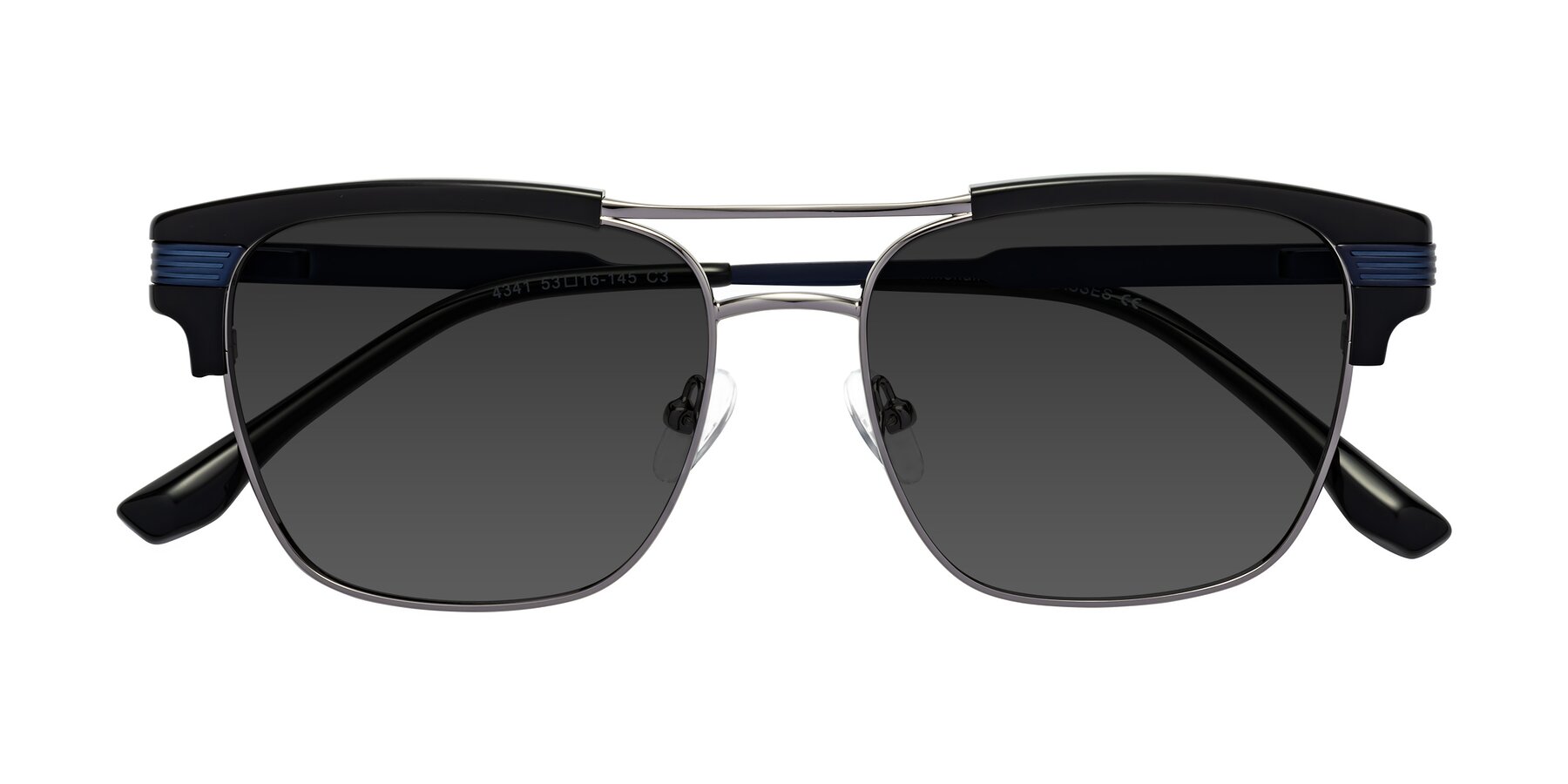 Folded Front of Millionaire in Black-Gunmetal with Gray Tinted Lenses