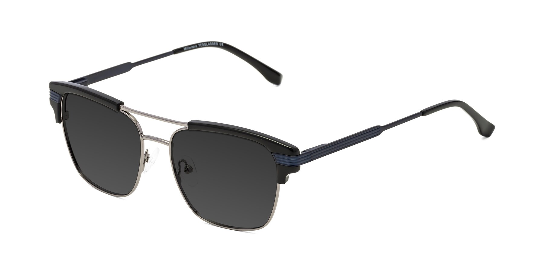 Angle of Millionaire in Black-Gunmetal with Gray Tinted Lenses