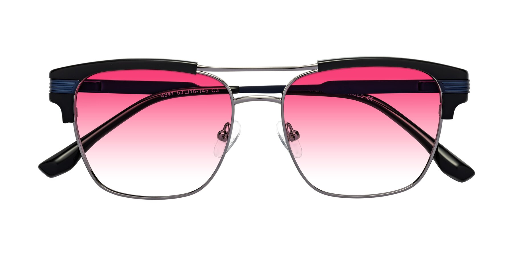Folded Front of Millionaire in Black-Gunmetal with Pink Gradient Lenses