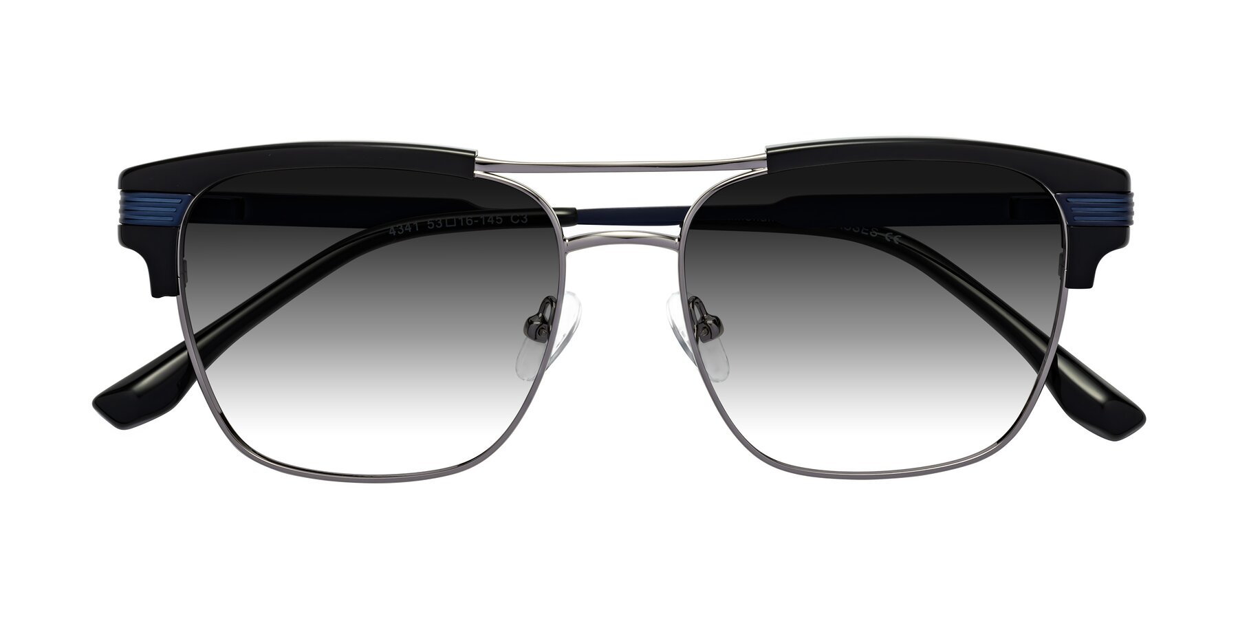 Folded Front of Millionaire in Black-Gunmetal with Gray Gradient Lenses