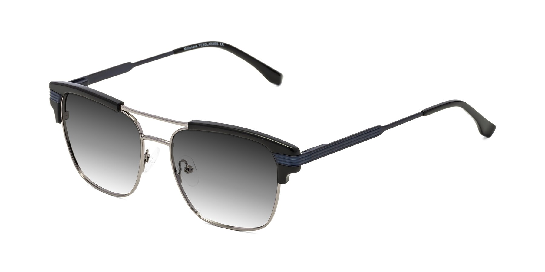 Angle of Millionaire in Black-Gunmetal with Gray Gradient Lenses