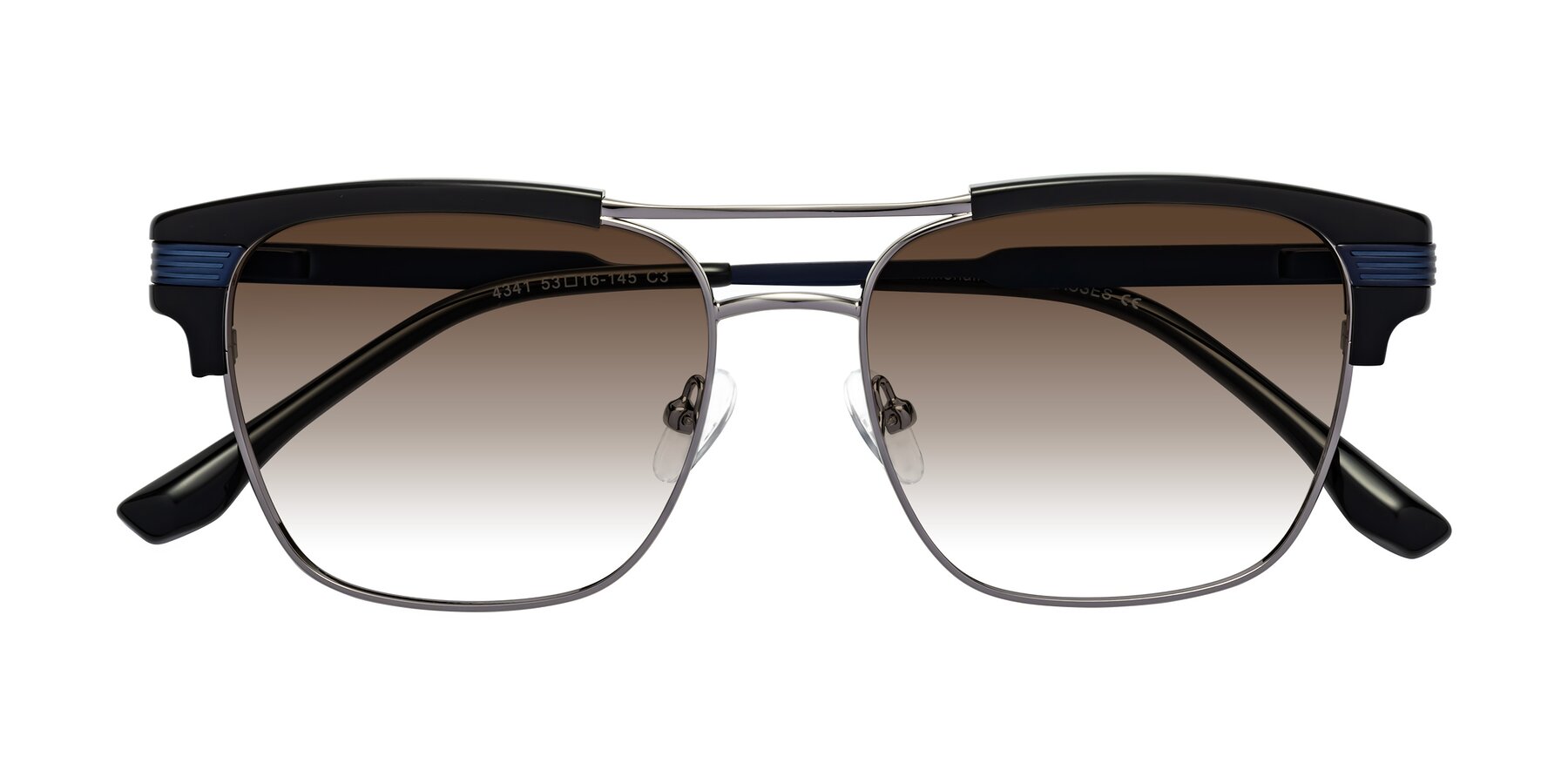 Folded Front of Millionaire in Black-Gunmetal with Brown Gradient Lenses