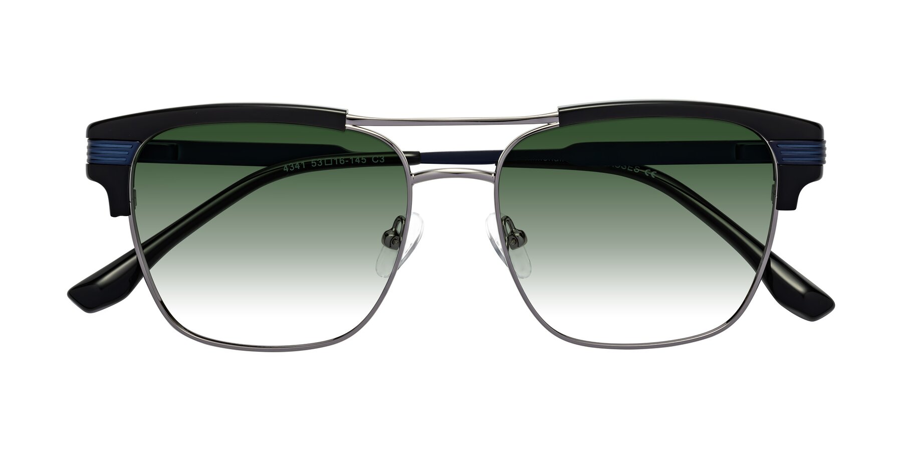 Folded Front of Millionaire in Black-Gunmetal with Green Gradient Lenses