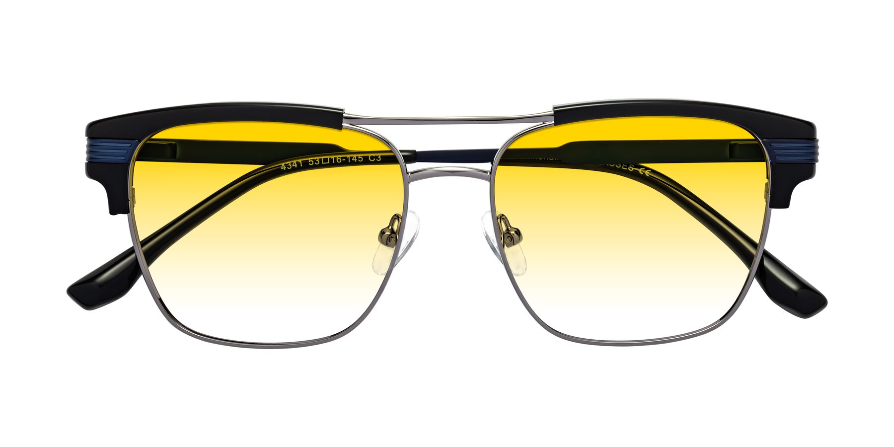 Folded Front of Millionaire in Black-Gunmetal with Yellow Gradient Lenses