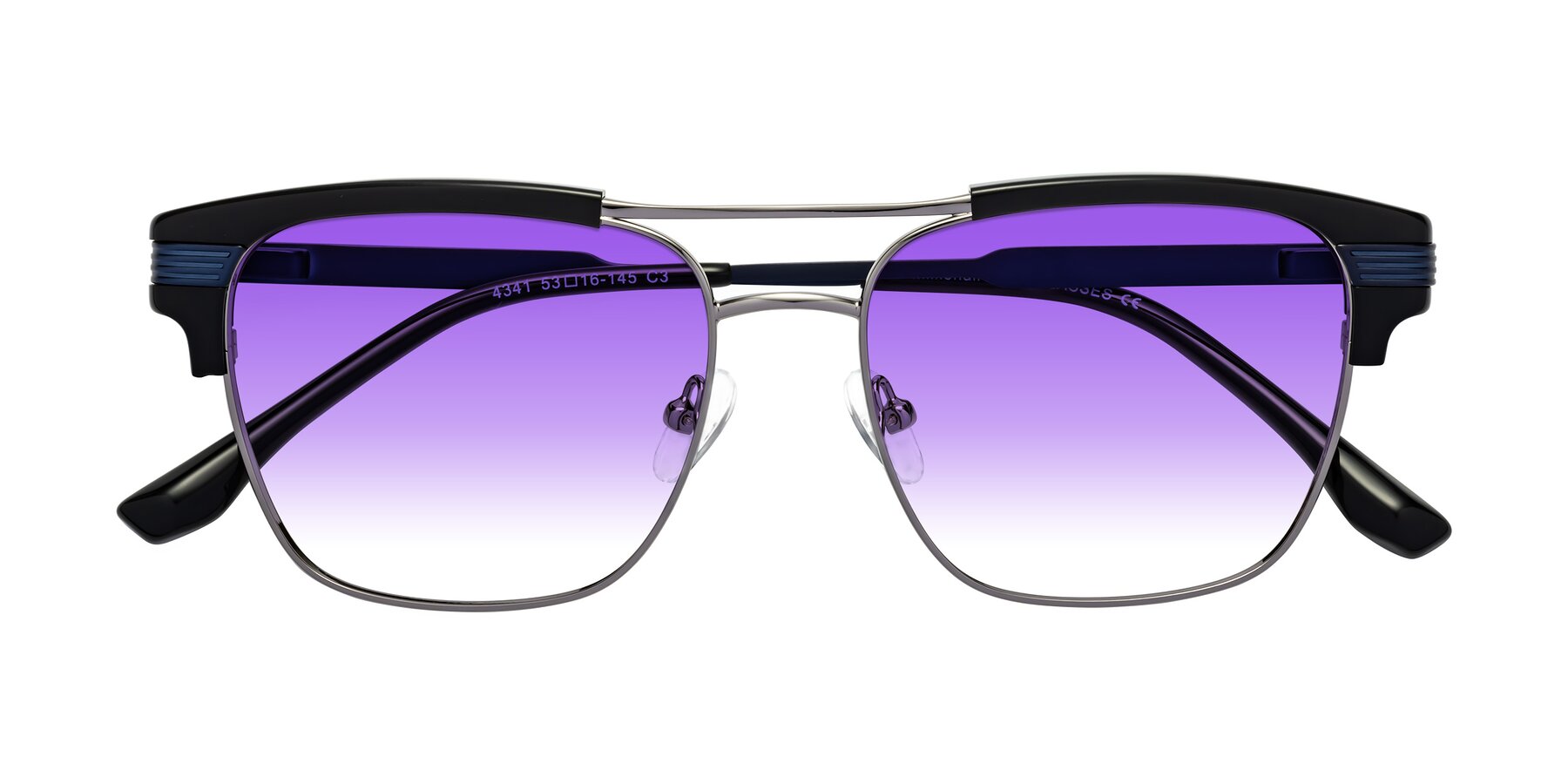 Folded Front of Millionaire in Black-Gunmetal with Purple Gradient Lenses
