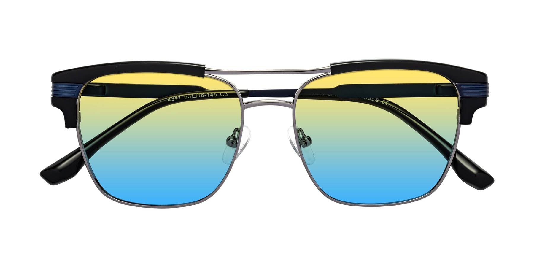 Folded Front of Millionaire in Black-Gunmetal with Yellow / Blue Gradient Lenses