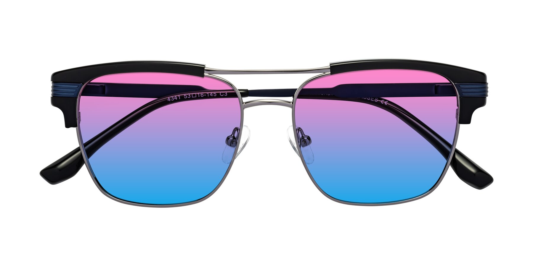Folded Front of Millionaire in Black-Gunmetal with Pink / Blue Gradient Lenses