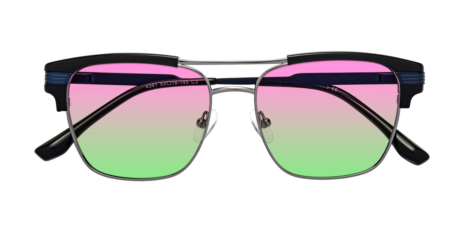 Folded Front of Millionaire in Black-Gunmetal with Pink / Green Gradient Lenses