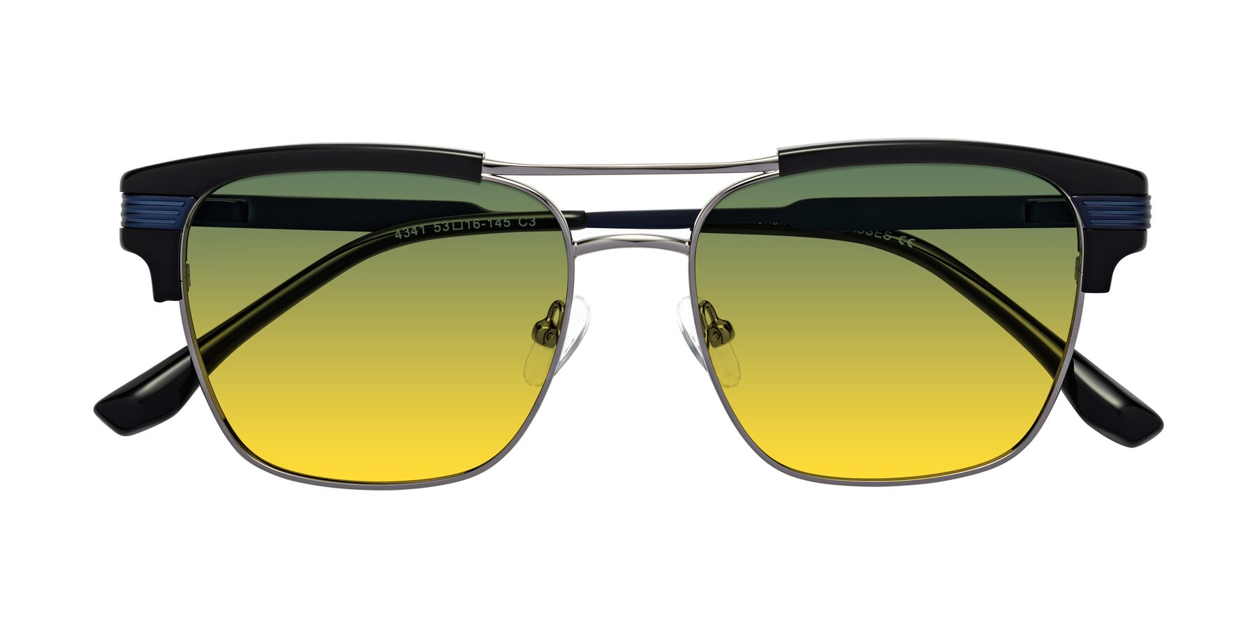 Folded Front of Millionaire in Black-Gunmetal with Green / Yellow Gradient Lenses
