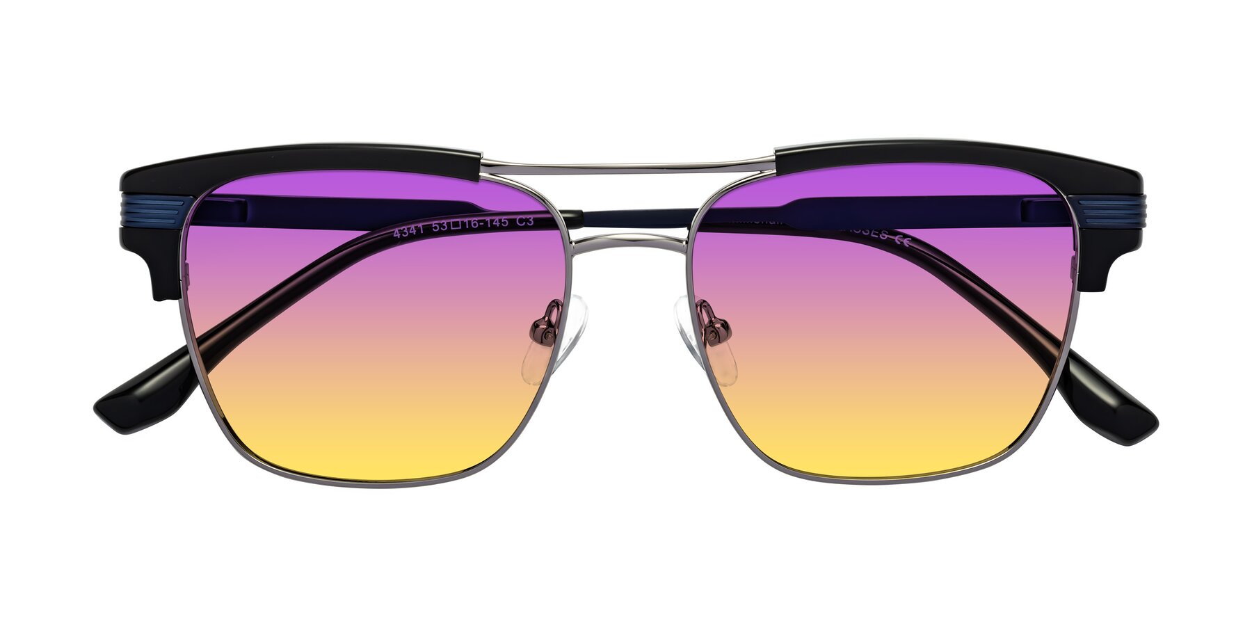 Folded Front of Millionaire in Black-Gunmetal with Purple / Yellow Gradient Lenses