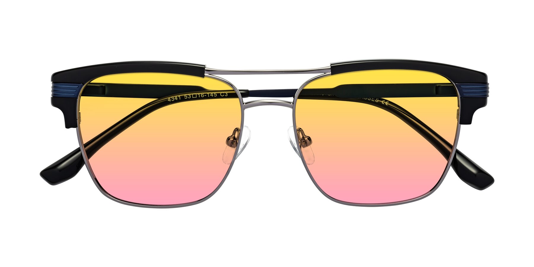 Folded Front of Millionaire in Black-Gunmetal with Yellow / Pink Gradient Lenses