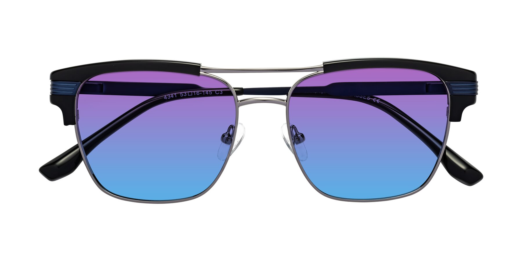 Folded Front of Millionaire in Black-Gunmetal with Purple / Blue Gradient Lenses