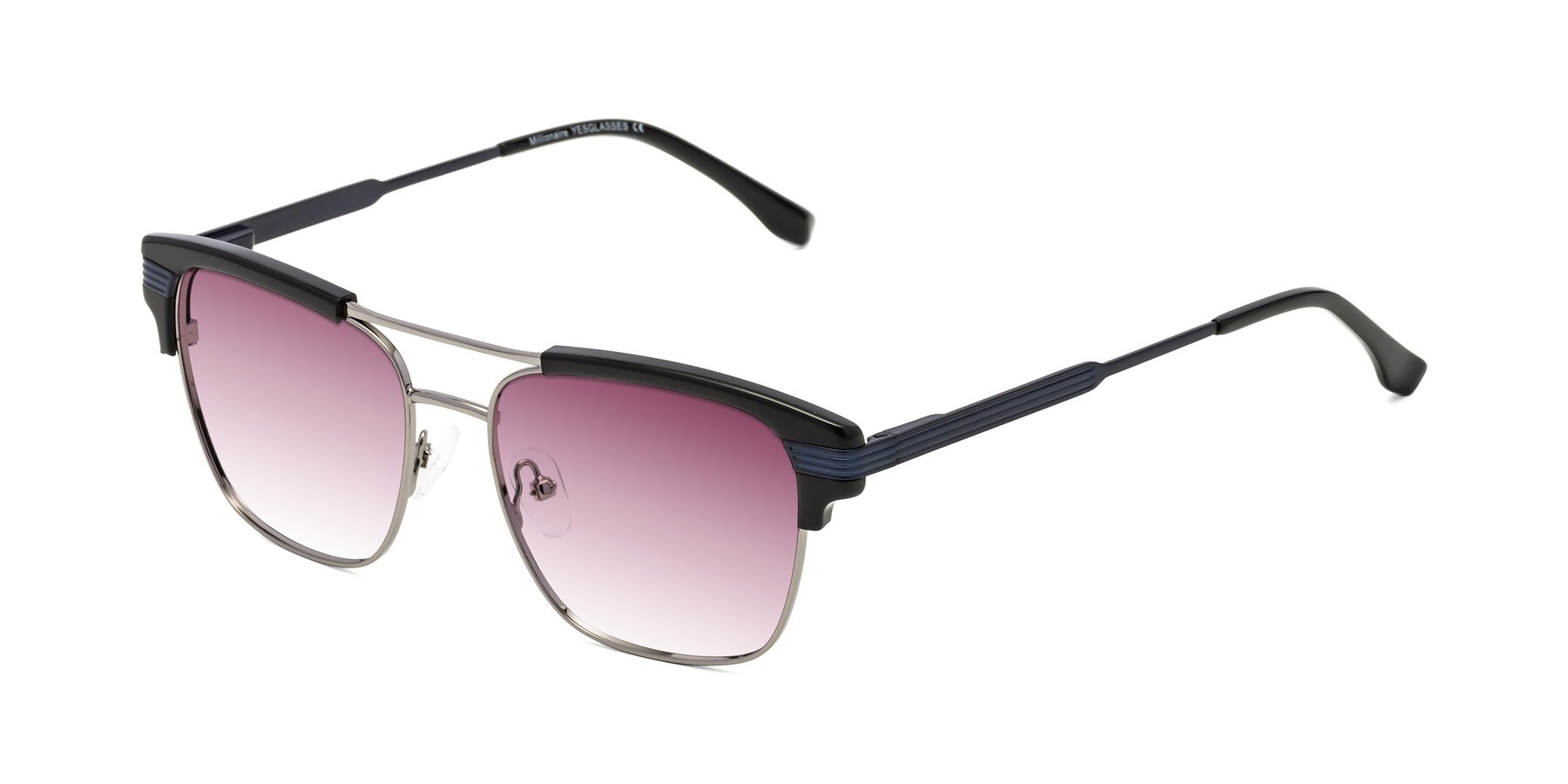 Angle of Millionaire in Black-Gunmetal with Wine Gradient Lenses