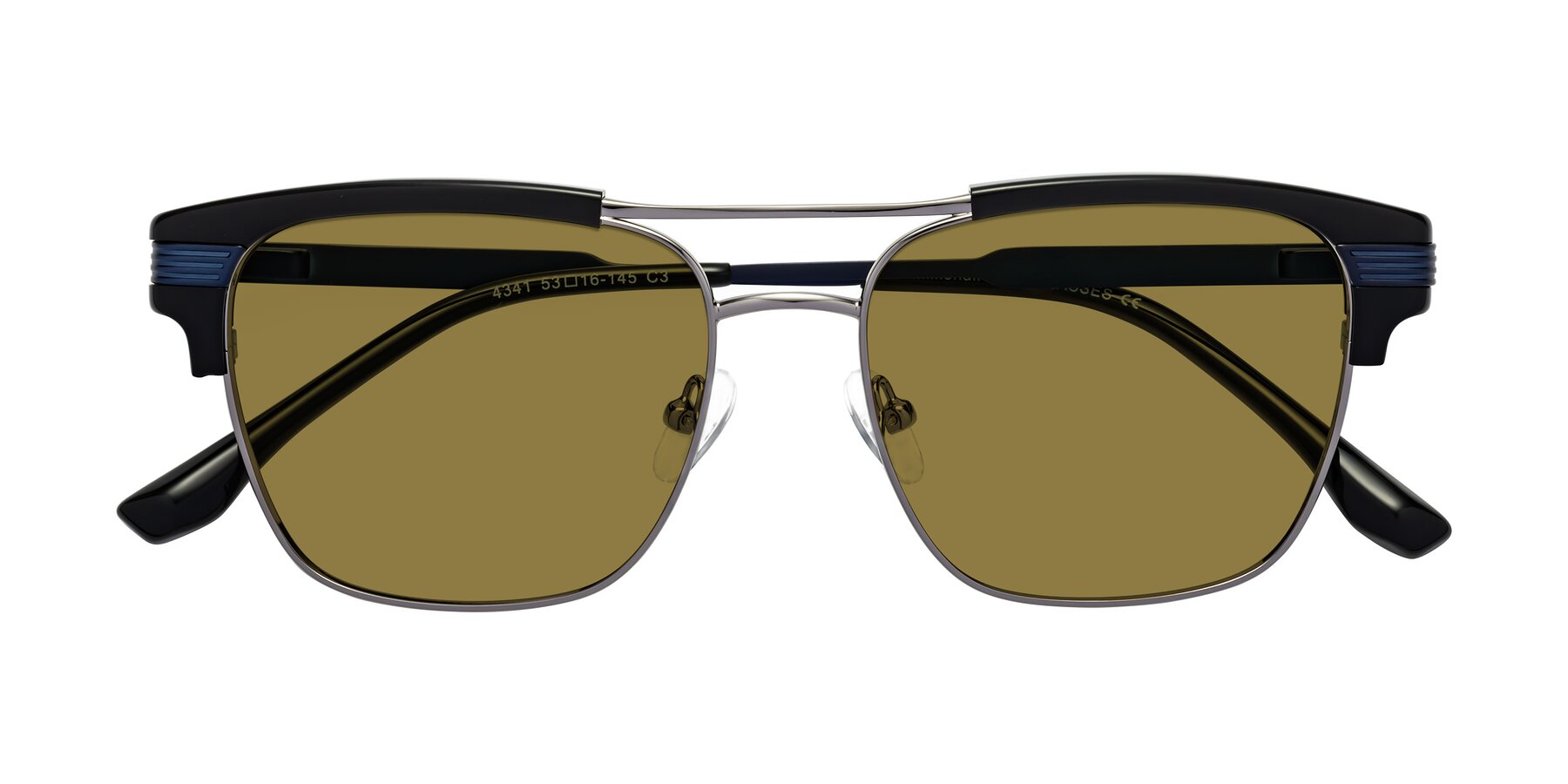 Folded Front of Millionaire in Black-Gunmetal with Brown Polarized Lenses