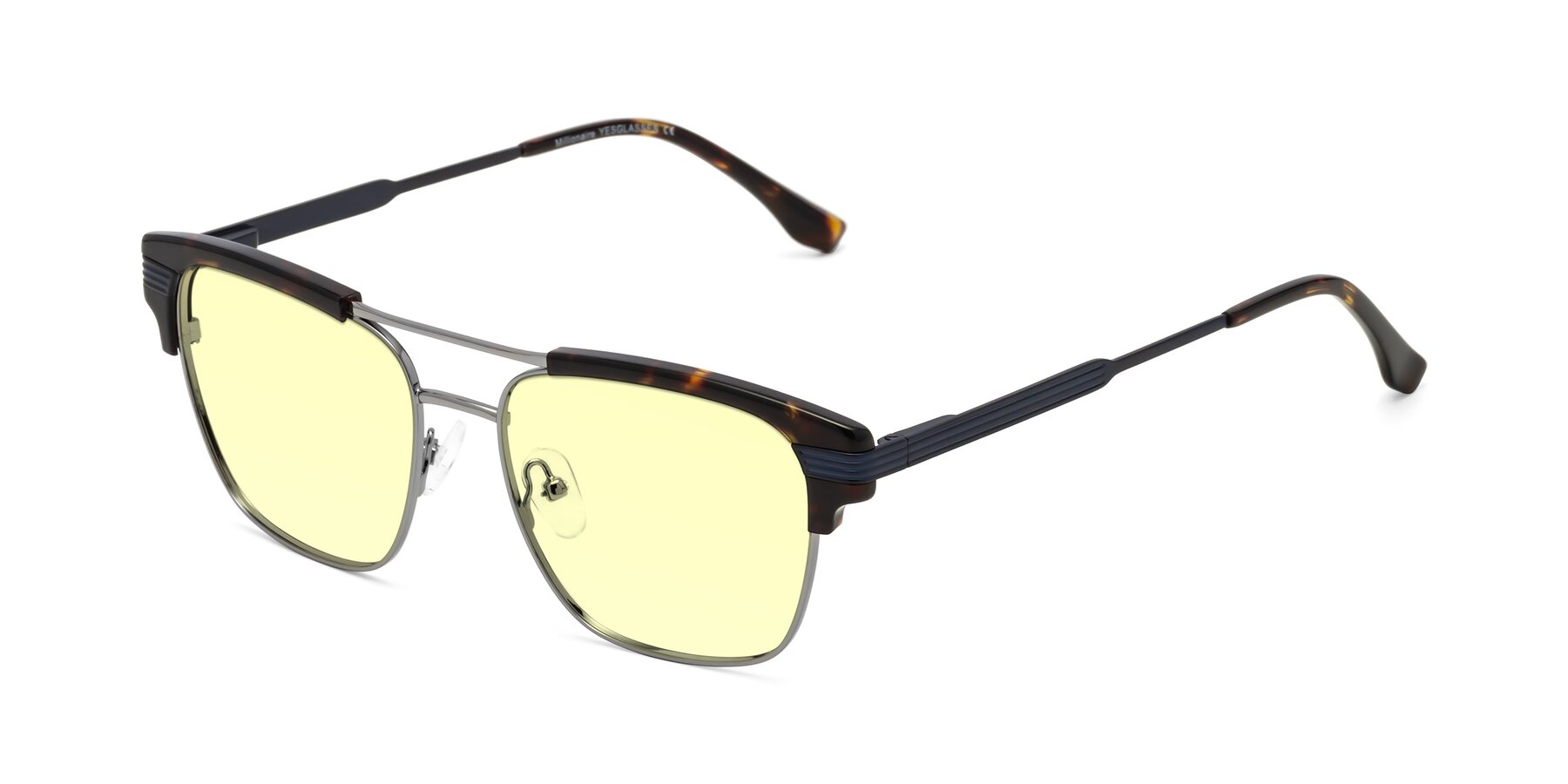 Angle of Millionaire in Tortoise-Gunmetal with Light Yellow Tinted Lenses